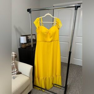 AW Bridal, spaghetti strap, off the shoulder, mid-length dress